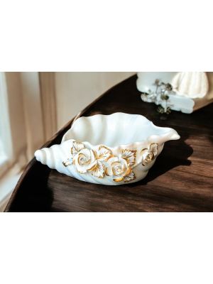 HÜLSE Exklusives Ornament aus Keramik im Barockstil mit Details aus 24 Karat Gold Made in Italy