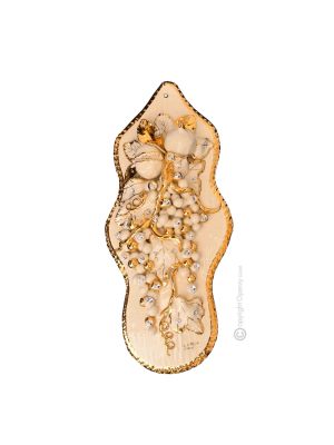 BILD Wanddekoration Ornament zum Aufhängen Keramik im Barockstil mit 24k Goldfarbe Swarovski-Kristalle
