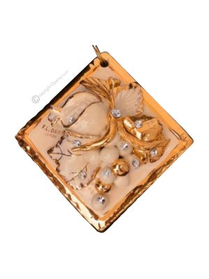 BILD Wanddekoration Ornament zum Aufhängen Keramik im Barockstil mit 24k Goldfarbe Swarovski-Kristalle
