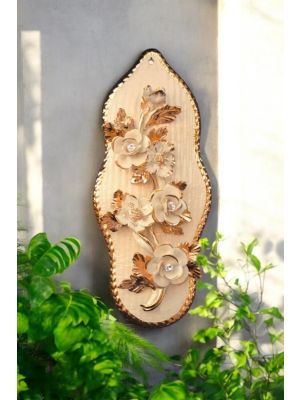 BILD Wanddekoration Ornament zum Aufhängen Keramik im Barockstil mit Details aus 24 Karat Gold Made in Italy 