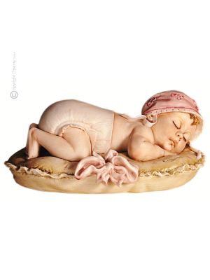 GOLDENER SCHLAF BABY 655F Edles Porzellan Figur handgemacht Italienisches Design stilvoll elegant
