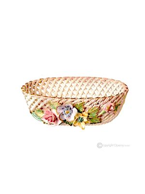 Künstlerischer Vasenhalter aus Keramik, Pflanzenhalter mit Blumenmotiv und goldenen Details verziert.