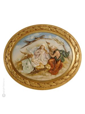 GEBURT Bild Basrelief Flachrelief Porzellan Capodimonte Handgemacht Made in Italy