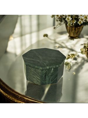 COFANETTO PORTAGIOIE MARMO VERDE GUATEMALA Schmuckkästchen Skulptur aus Guatemala grüner Marmor handgemacht authentisch Made in Italy