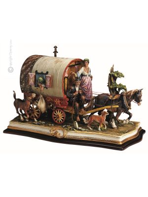 RÖMISCHER STREITWAGEN Italienische Porzellan Figur handgemacht Wohnkultur elegant exklusiv