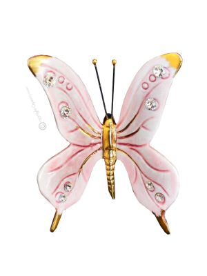SCHMETTERLING Wanddekoration Ornament zum Aufhängen Keramik im Barockstil mit 24k Goldfarbe Swarovski-Kristalle
