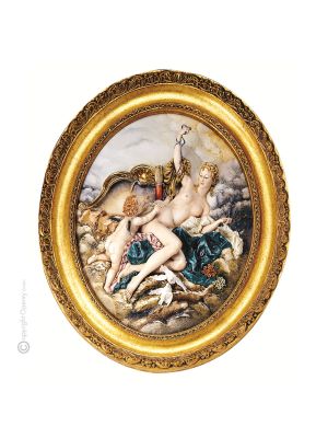 VENUS UND CUPIDO Bild Basrelief Flachrelief Porzellan Capodimonte Handgemacht Made in Italy