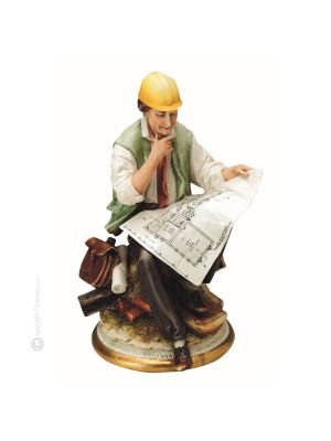 INGENIEUR Italienische Porzellan Figur handgemacht exklusiv Wohnkultur Italienisches Design