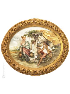 AM BRUNNEN Bild Basrelief Flachrelief Porzellan Capodimonte Handgemacht Made in Italy