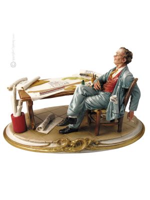 ARCHITEKT Edles Porzellan Figur handbemalt Wohnkultur exklusiv hochwertig Italienisches Design