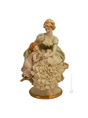 MUTTER MIT BABY 822T Edles Porzellan Figur Barock handbemalt Italienisches Design exklusiv