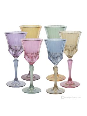 ADA-Set mit 6 authentischen handbemalten Stielwassergläsern aus hochwertigem Glas.