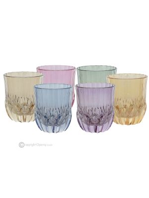 ADA-Set mit 6 authentischen, modernen, handbemalten Wassergläsern aus hochwertigem Glas.