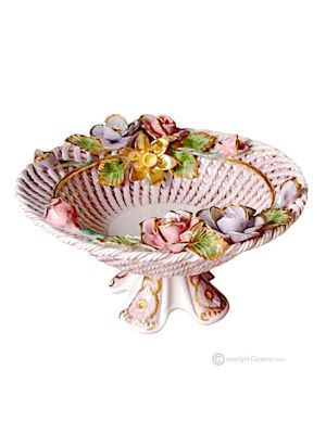 Keramik-Tafelaufsteller im Barockstil, verziert mit Blumen und goldenen Details, handgefertigt.