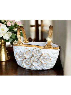 KORB Exklusives Ornament aus Keramik im Barockstil mit Details aus 24 Karat Gold Made in Italy
