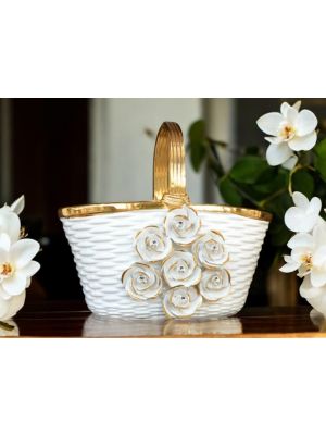 KORB Exklusives Ornament aus Keramik im Barockstil mit Details aus 24 Karat Gold Made in Italy