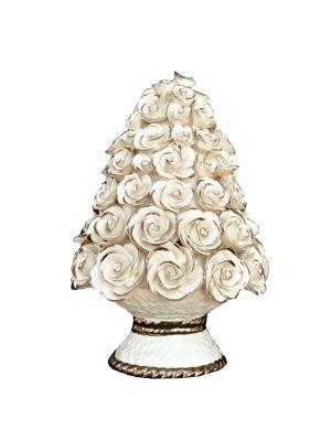BLUMEN Exklusives Ornament aus Keramik im Barockstil mit Details aus Platin Made in Italy