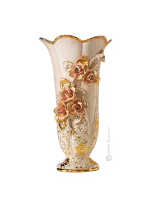 RAMO ROSE Italienische Keramik Vase handgemacht 24k Goldfarbe Swarovski-Kristalle
