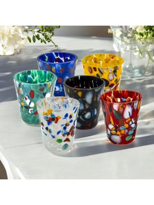 Set aus 6 Schnapsgläsern aus mundgeblasenem Glas mit Murrine, hergestellt in Murano, Venedig
