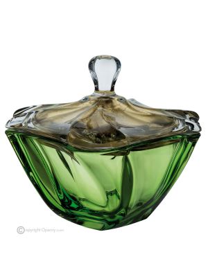 CADORO Schüssel mit Deckel, moderner handbemalter Glasaufsatz von höchster Qualität.