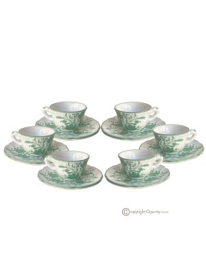Set aus 6 Espressotassen mit Untertassen, kunstvolle Keramik, von Hand gefertigt und bemalt.