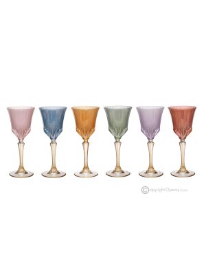 CALLE Set mit 6 authentischen handbemalten Wassergläsern mit Stiel aus hochwertigem Glas.