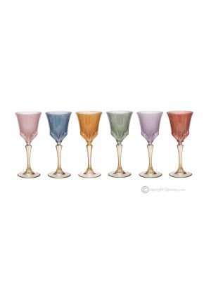 CALLE Set mit 6 authentischen handbemalten Weingläsern mit Stiel aus hochwertigem Glas.