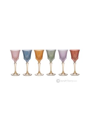CALLE Set mit 6 authentischen handbemalten Stielgläsern aus hochwertigem Glas.