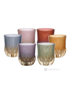 CALLE Set mit 6 authentischen, modernen, handbemalten Wassergläsern aus hochwertigem Glas.
