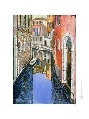 KANAL IN VENEDIG Acrylgemälde auf Leinwand modern Made in Italy