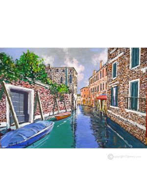 KANAL IN VENEDIG Acrylgemälde auf Leinwand modern Made in Italy