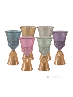 CANALETTO Set mit 6 authentischen handbemalten Weingläsern mit Stiel aus hochwertigem Glas.