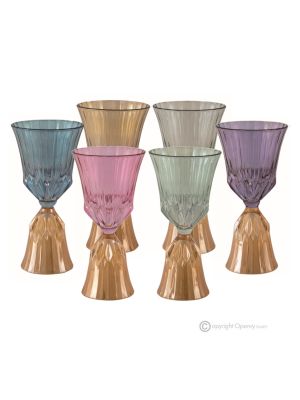 CANALETTO Set mit 6 authentischen handbemalten Stielwassergläsern aus hochwertigem Glas.