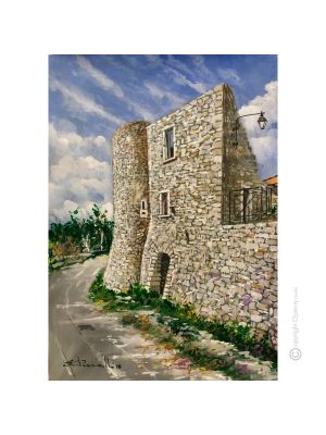 HISTORISCHES SCHLOSS MOLINARA Acrylgemälde auf Leinwand modern Made in Italy