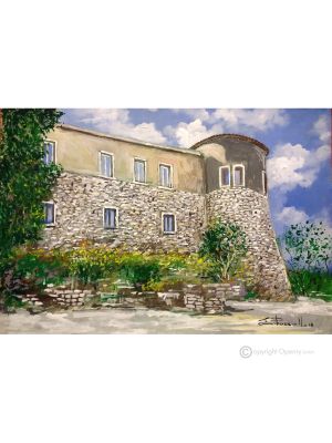 HISTORISCHES ZENTRUM VON MOLINARA Acrylgemälde auf Leinwand modern Made in Italy