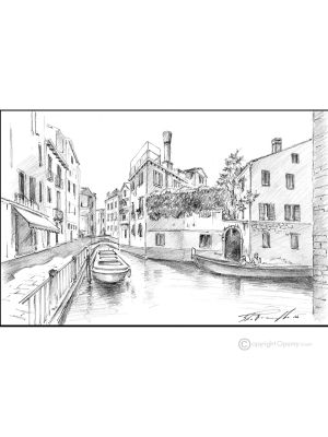 COLLE DELL'ANGELO CANNAREGIO - VENEDIG Bleistiftzeichnungen auf Papir modern Made in Italy