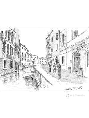 COLLE DELL'ANGELO CANNAREGIO - VENEDIG Bleistiftzeichnungen auf Papir modern Made in Italy