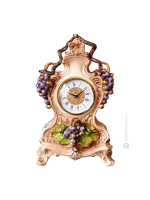 TISCHUHR Kaminuhr Keramik im Barockstil mit Details aus 24 Karat Gold Made in Italy