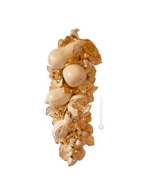 BILD Wanddekoration Ornament zum Aufhängen Keramik im Barockstil mit 24k Goldfarbe Swarovski-Kristalle