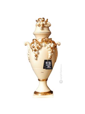 PIACEVOLE Italienische Keramik Vase handgemacht 24k Goldfarbe Swarovski-Kristalle Barockstil