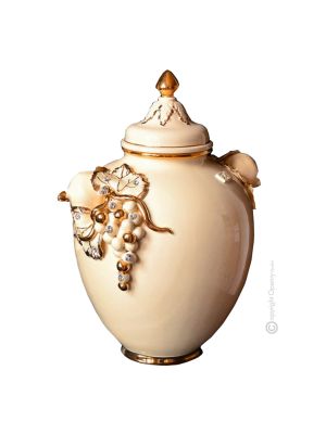 DELIZIOSO Italienische Keramik Vase handgemacht 24k Goldfarbe Swarovski-Kristalle Barockstil
