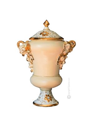 ELEGANTE Italienische Keramik Vase handgemacht 24k Goldfarbe Swarovski-Kristalle Barockstil