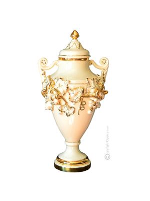 ARMONIOSO Italienische Keramik Vase handgemacht 24k Goldfarbe Swarovski-Kristalle Barockstil