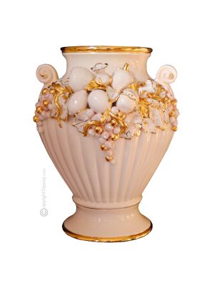 IONICO Italienische Keramik Vase handgemacht 24k Goldfarbe Swarovski-Kristalle Barockstil