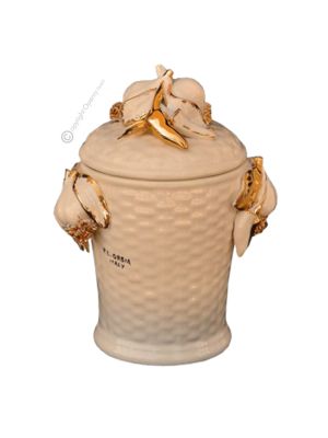 KERAMIKBEHÄLTER MIT DECKEL Exklusives Ornament aus Keramik Barockstil mit 24k Goldfarbe