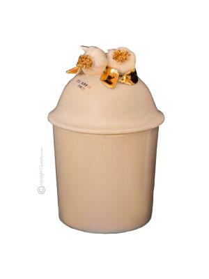 KERAMIKBEHÄLTER MIT DECKEL Exklusives Ornament aus Keramik Barockstil mit 24k Goldfarbe