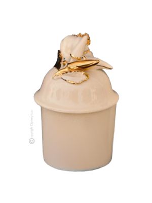 KERAMIKBEHÄLTER MIT DECKEL Exklusives Ornament aus Keramik Barockstil mit 24k Goldfarbe