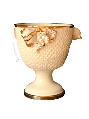 COPPA Exklusives Ornament aus Keramik Barockstil mit 24k Goldfarbe Swarovski-Kristalle