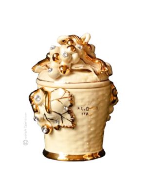 KERAMIKBEHÄLTER MIT DECKEL Exklusives Ornament aus Keramik Barockstil mit 24k Goldfarbe Swarovski-Kristalle