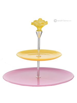 DESSERT Ständer für Desserts und Obst aus handbemaltem Glas von höchster Qualität.